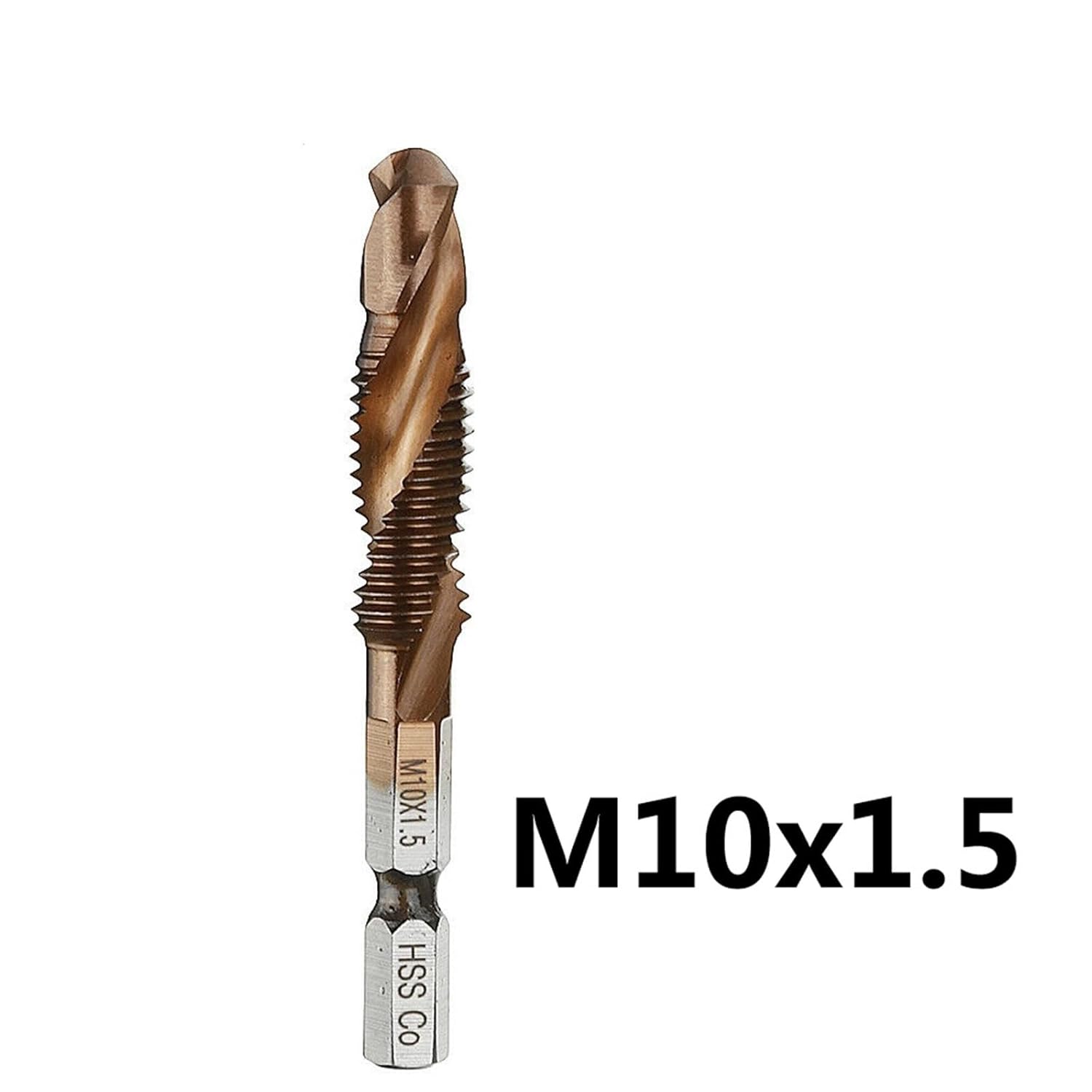 6PCS M3-M10 Screw Tap Drill Bits M35 Cobalt Taps Combination Bit 1/4 INCH Hex Quick Change 1Pcs(M10(1PC))