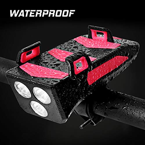 Sunbaca 4 EM 1 Multifuncional Luz da bicicleta Luz da buzina da bicicleta com suporte para celular 2