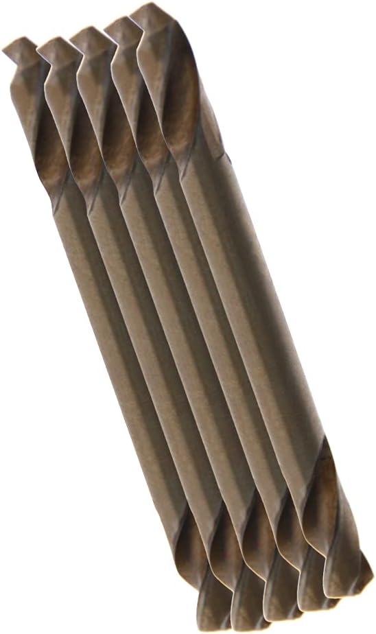 Auniwaig 5pcs HSS Twist Double End Drill Bits, HSS Cobalt Full Grinding Twist, Straight Shank Spiral Rotary Tool for Cutting Metals