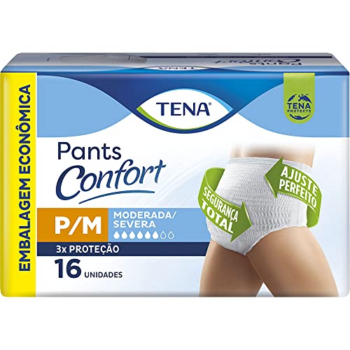 Tena Pants Confort, Roupa Íntima para Incontinência Urinária, P/M - 16 unidades