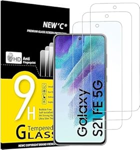 NEW'C 3 Pack Designed for Samsung Galaxy S21 FE 5G Screen Protector Tempered Glass, Case Friendly Scratch-proof, Bubble Free, Ultra Resistant