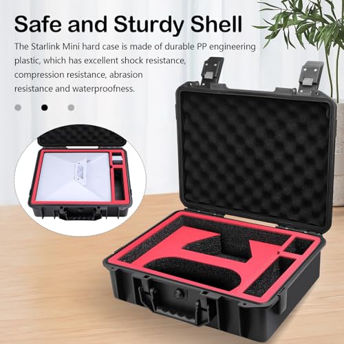Hardcase Tasche für Starlink, Wasserdichter Stoßfeste Hartschalenkoffer für Starlink Mini Set IP67 Wasserdicht Reiseetui Hartschalen-Aufbewahrungsbox für Ständer Rohradapter Netzteil Kabel