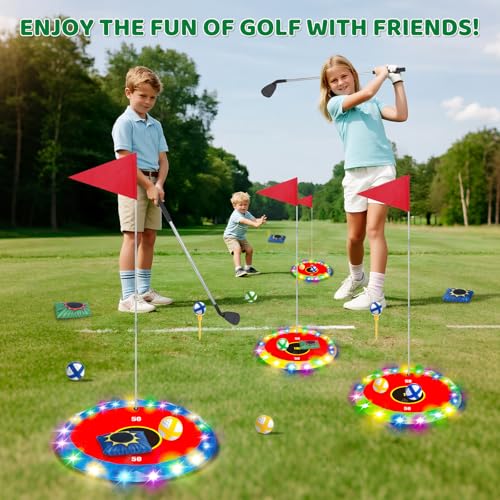 image for TERRAMUS Light Up Golf Play Set - Upgraded Backyard Golf Chipping Game
