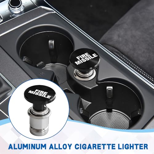 Image of Fire Missiles Button Car Cigarette Lighter Plug, Car Cigarette Lighter Replacement, Aluminum Alloy Push Button Lighter Plug, Standard 12V Fast Heating Power Socket for Auto