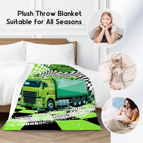 Boys Blanket, Kids Car Blankets Gifts, Construction Truck Theme Throw, Cozy Flannel Throw for Men, 60"x80"