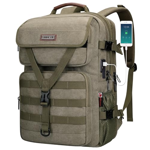 WITZMAN Travel Backpack for Men Large Canvas Laptop Backpack Fit