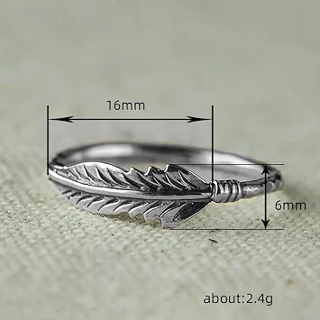 Vintage Oxidized 925 Silver Leaf Braided Twisted Wrap Thumb Ring Feather Leaf Simple Dainty Boho Sterling Silver Midi Ring Sizes 5#