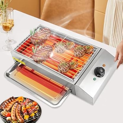 LENDISIY Barbecue Tischgrill, Edelstahl Tischgrill Elektrisch Elektrogrill Tragbarer Reisegrill Outdoor Picknick Campinggrill für Balkon Küche – Bild 3