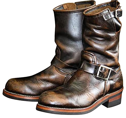 High-top Cowboy Boots for Men Leather Low-Heeled Boots Fashionable Men's Boots High-top Men's Shoes3