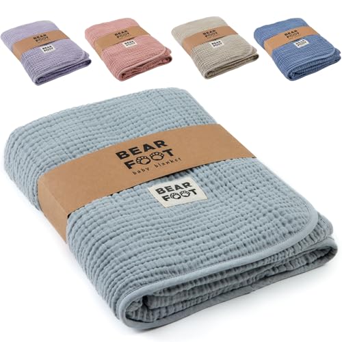 BEARFOOT Babydecke - Musselin Fleecedecke (Baumwolle, Fleece) flauschig...