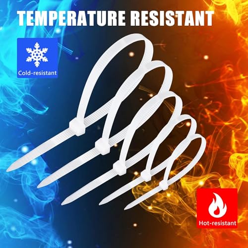 أربطة كيبلات وأربطة أسلاك نايلون ذاتية الغلق للاستخدام الخارجي بقوة شد 55 كجم، طول 37 سم، 20 قطعة، أبيض