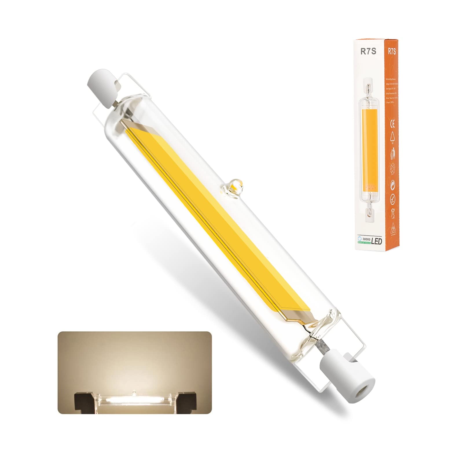 Bvcl Natural White 4000K R7s Led 118Mm Lamp, Dimmable Light Bulb 10W, Equivalent To 100W Halogen Bulb, 1000Lm, No Flicker, 360° Beam Angle, Cob Bulb (Color : Size : 118Mm 1Pcs)