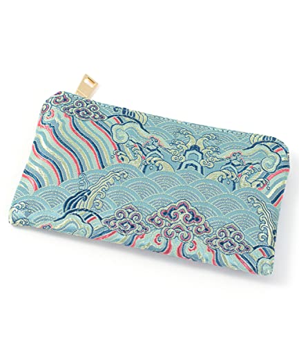 Value Arts Emperor's Robe Silk Damask Light Blue Zipper Coin Purse and Pouch2