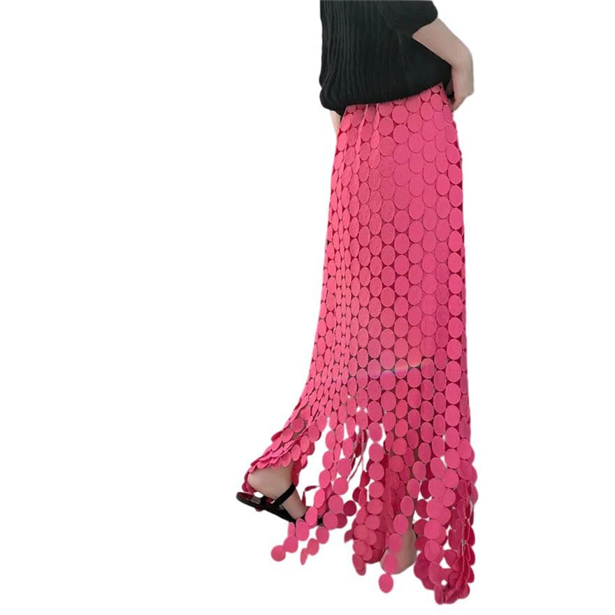 Women Asymmetrical Lace Skirt Summer Hollow Out A- Line Long Skirt High Waist Vintage Appliques Skirts4