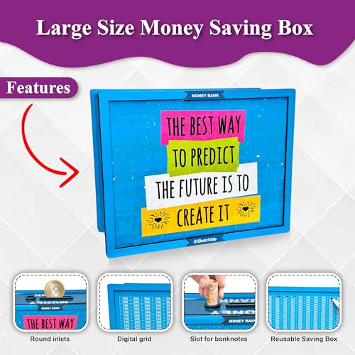 Image of Sketchfab Money Saving Box for Adult 100000, Wooden with Savings Tracker Bank Kids, Smart Piggy Bank, Box, Coin Box,Gullak Saver,Piggy Rs100000 Home Deal Gift Man, Women (The Best Way)