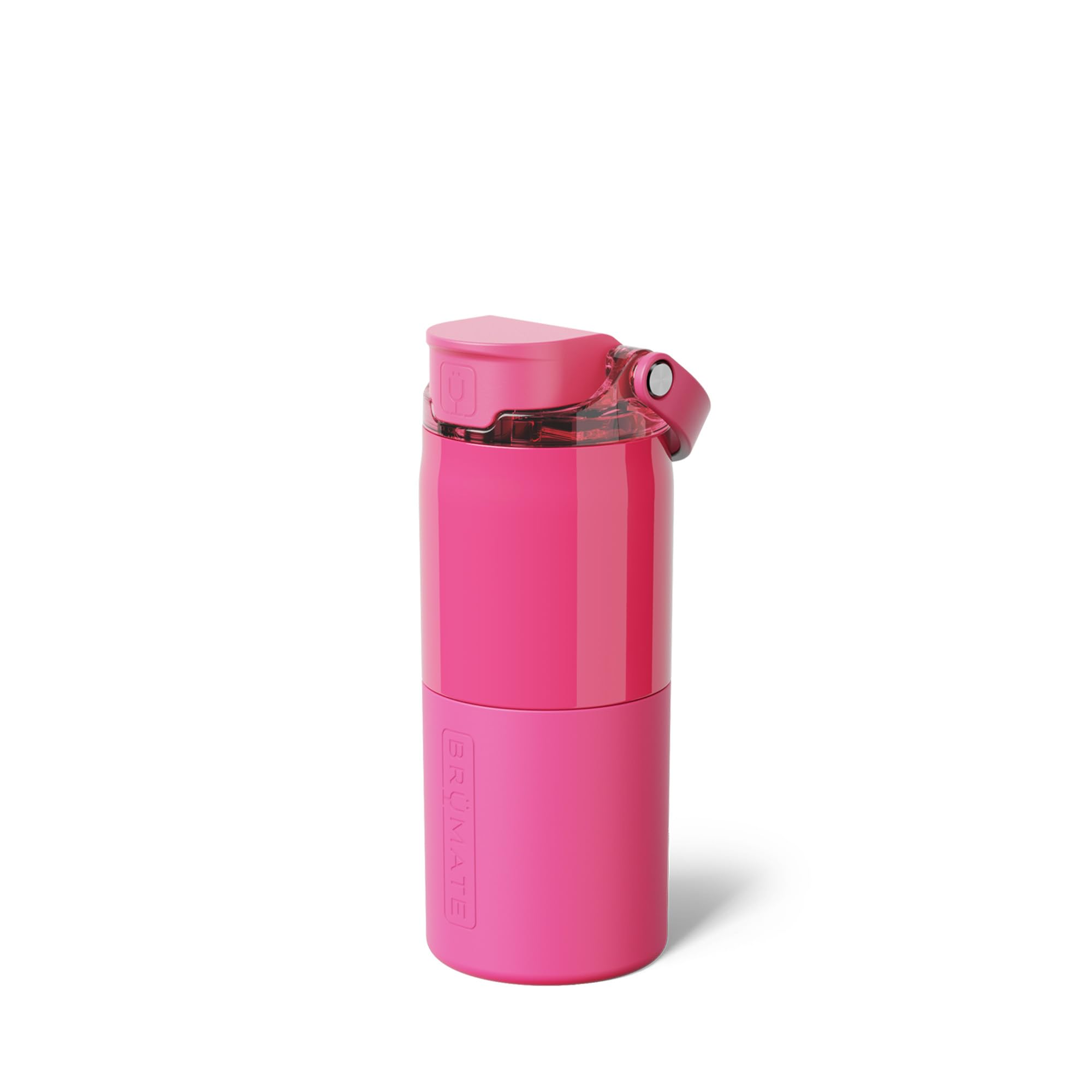 BrüMate Rise 18oz Water Bottle with Covered Silicone Straw | 100% Leakproof Insulated Kids Water Bottle | Cup Holder Friendly Base | 18oz (Neon Pink)