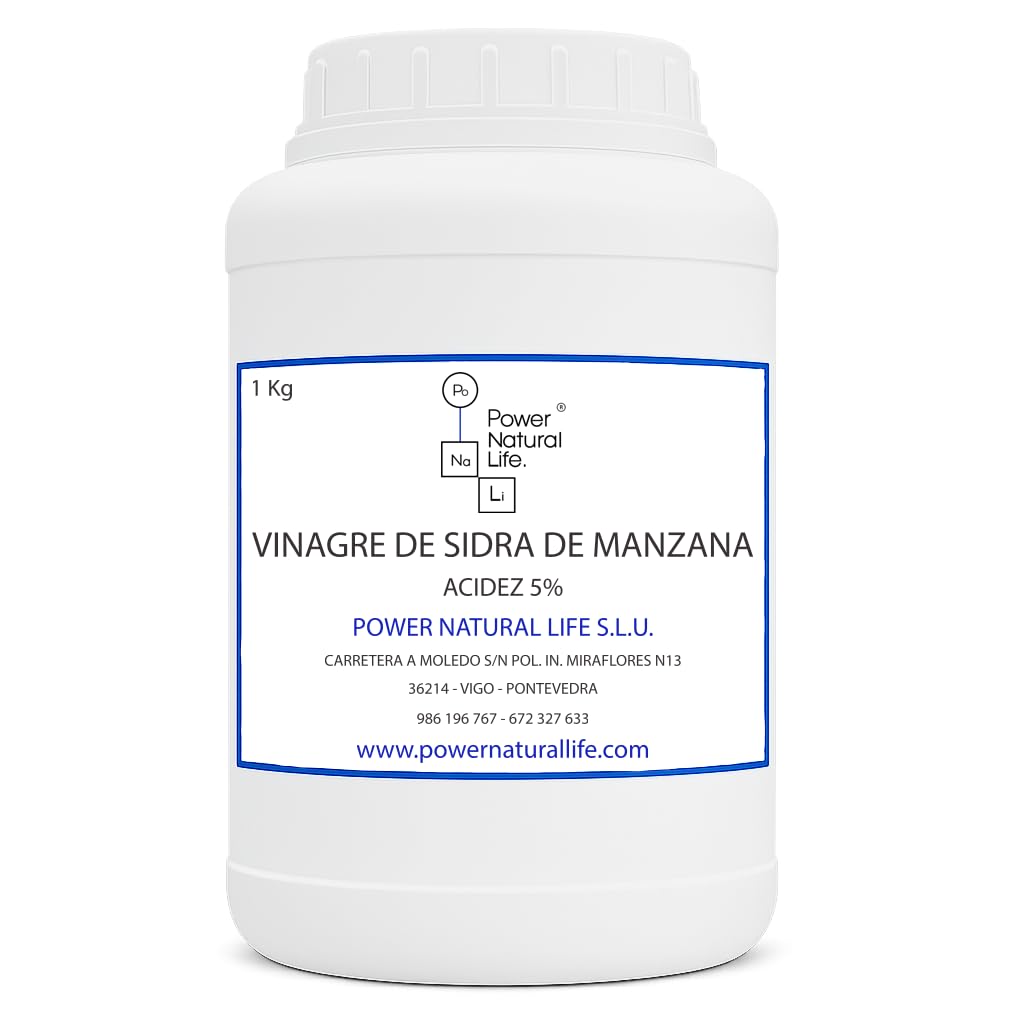 Vinagre de Sidra de Manzana (Acidez 5%) en Polvo | Power Natural Life | Bote 1 kg | Uso Alimentario | Ingrediente para Formulaciones, Condimentos y Preparaciones Alimentarias