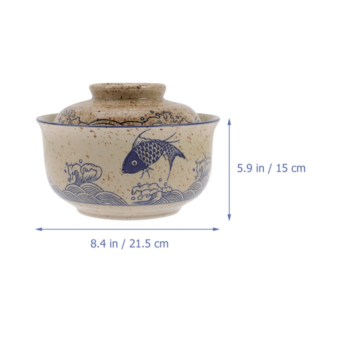 POPETPOP Tazón de Ramen Japonés Fácil de Limpiar de Cerámica con Tapa, Diseño Simple y Elegante, Resistente a Altas Temperaturas para Servir Fideos y Sopa