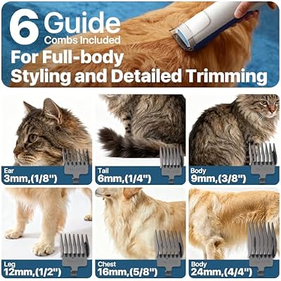 buenkee Dog Grooming Kit with Vacuum, 15000Pa Pet Hair Clipper and Shedding Brush, 50dB Low Noise, 2L Capacity, White