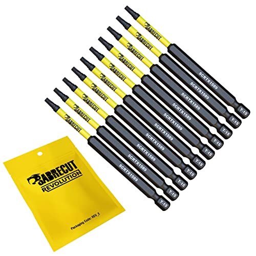 10 x SabreCut SCTX1589_10 89 mm T15 TX15 Jeu d'embouts de tournevis à percussion magnétique Torx Heavy Duty Compatible avec Dewalt Milwaukee Bosch Makita et plus
