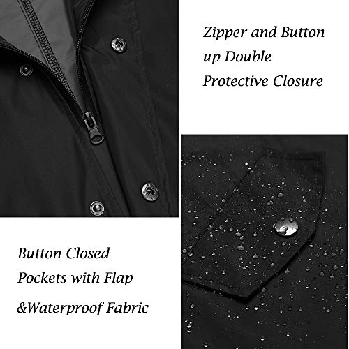 JINIDU Men's Long Waterproof Rain Jacket with Hood Lightweight Packable Raincoat for Outdoor,Hiking,Travel,Business,Fishing - Thumbnail 6