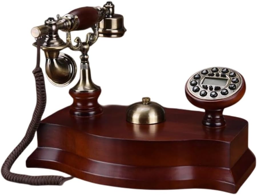 Pastoral Retro Home Office Solid Wood Landline Phone Backlight Handsfree Caller ID