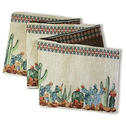 Desert in Bloom Cactus Table Runner (13" x 72") Vintage Mid Century Kitchen Dining Decor Tablecloth 72 inches Southwestern-Inspired Tapestry Tablecloth Cover