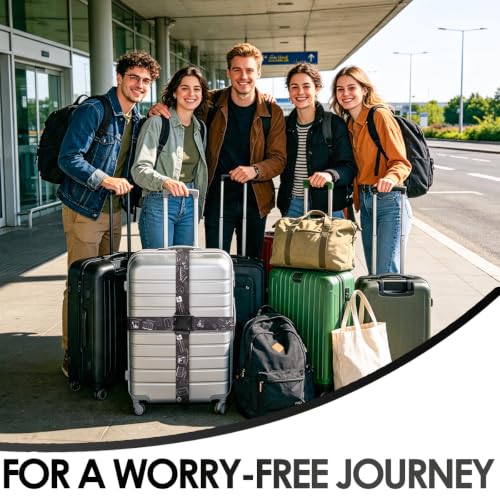 Image of Gutsdoor 2 Pack Luggage Straps for Suitcases, Adjustable Travel Belt, Suitcase Straps with Dual Lock, Quick Release, Over Handle, Luggage Connector Straps & Bright Luggage Belt.