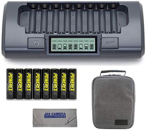 Powerex MH-C800S Charger with 8 Pro AA NiMH Batteries (1.2V, 2600mAh) + Powerex Accessory Padded Bag & Cleaning Cloth