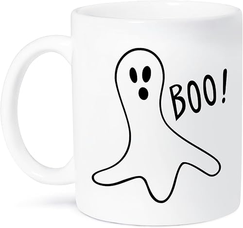 3dRose Halloween Boo - Taza de cerámica, 15 onzas, multicolor