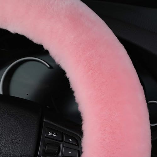 Miniatura 51 de OGLAND - Funda de volante de piel de oveja de felpa suave y esponjosa, para vehículo universal, mujeres y hombres, 14,5-15,5 pulgadas, accesorios