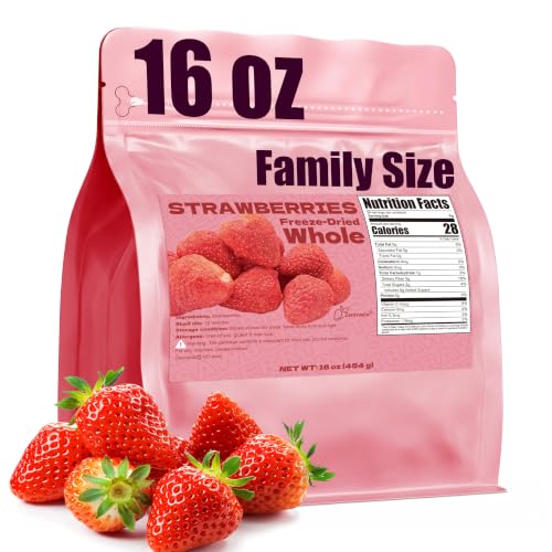 16oz Freeze Dried Whole Strawberries, Dehydrated Strawberry Fruit Bulk - image 1