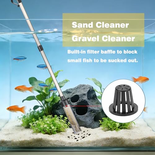 Image of Carefree Fish Aquarium Gravel Vacuum Sand Cleaner with 6Ft Pipe Fish Tank Water Changer Adjustable Length ABS(for 3~8Gal Tank)