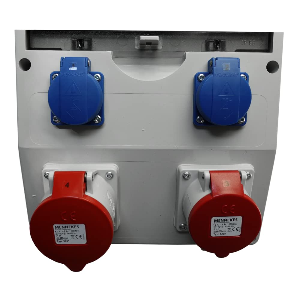Bouwstroomverdeler, stekkerverdeler, 6 x Schuko 230 V, 16 A
