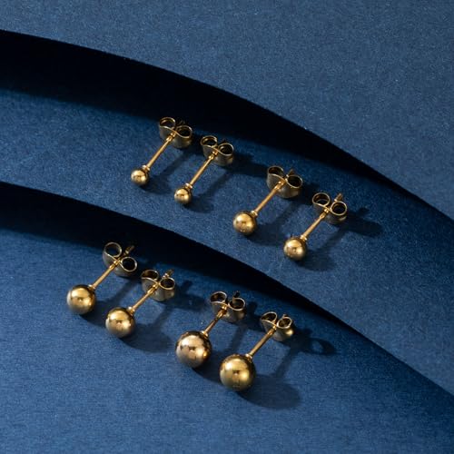 BMMYE Stainless Steel Earrings for Women,Small Stud Earrings with Cubic Zirconia Earrings Studs Set Waterproof Sensitive Earrings Hypoallergenic Stainless Steel Stud Earring for Women4