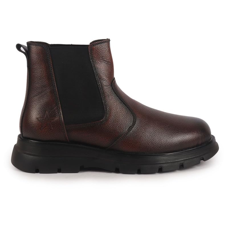 Image of FAUSTO Men Genuine Leather Slip On Boots | Chelsea Work Boots | Lightweight Memory Cushion Shoes | Formal Boots