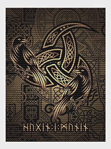 Broderie diamant 5D corbeau viking kit loisir créatif adulte et enfant 30x40