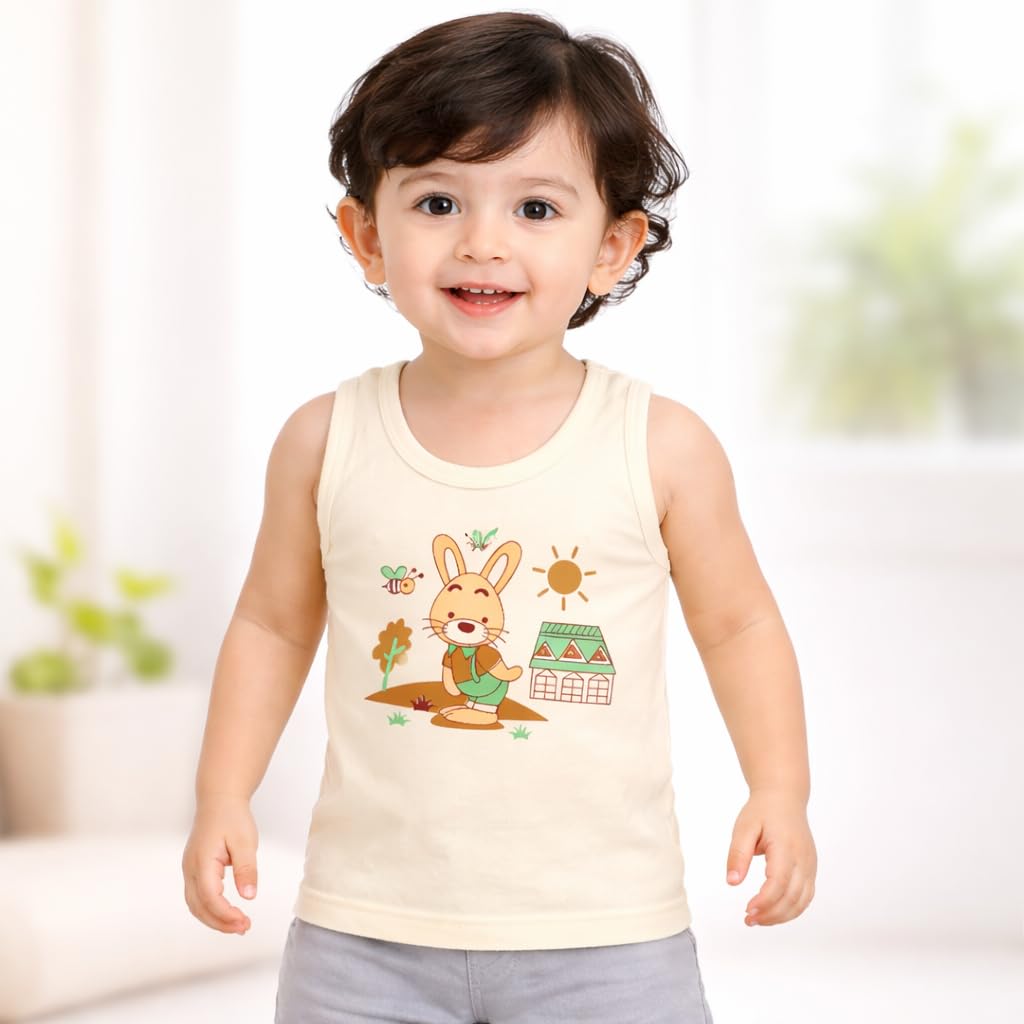 PARILUX Kids Boy's Regular fit Plain Vest 100% Cotton Vest for Boys | Skin Friendly | Lightweight | Sleeveless Design | (Pack of 6) (Color & Print May Vary) - (3-6 Months) 3