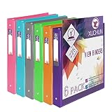 6 Pack 1”Inch Round 3 Ring Binder View Binders with 2 Pockets,Holds 225 Sheets Assorted Colors for O