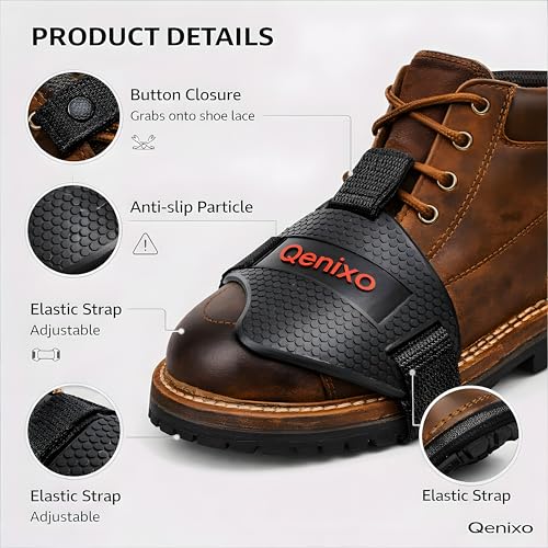 Image of QENIXO Motorcycle Shoe Protector Gear Shift Pad Cover - Durable Anti-Slip Rubber Boot Guard for Bike Riding Shoes, Gear Shifter Protection for Men & Women