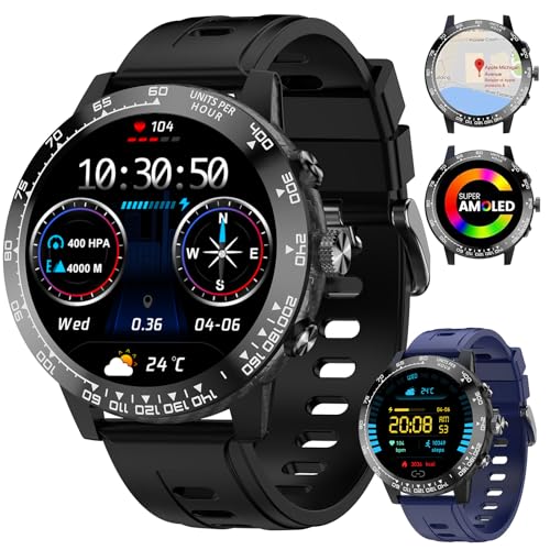 Montre Connectée avec GPS, 1.508'' AMOLED Smartwatch pour Homme avec Appels Téléphonique, 170+ Modes Sportifs Surveillance Fréquence Cardiaque/Sommeil/SpO2 Écran Fitness Tracker pour iOS et Android