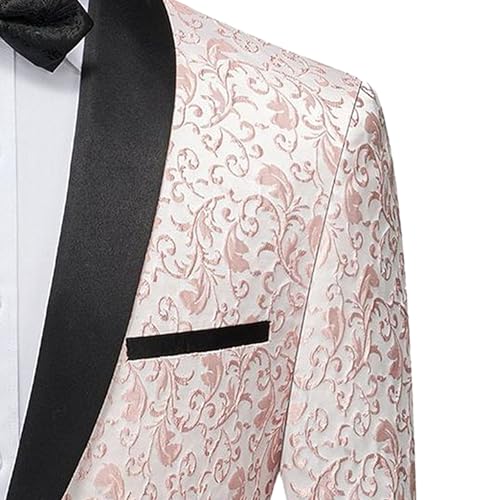 Men's Floral Tuxedo Jacket Long Sleeve 1 Button Suit Jacket Wedding Prom Dinner Party Blazer3