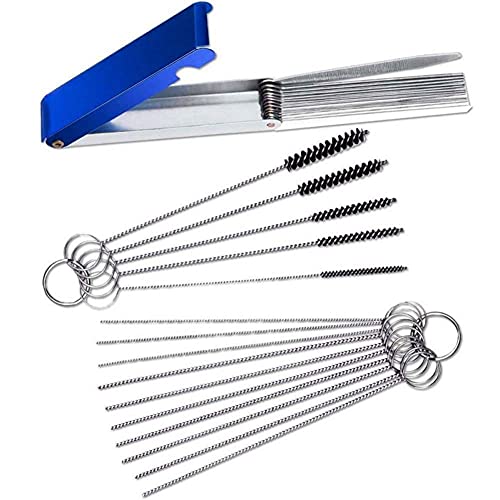 Image of Suxgumoe Carburetor Cleaning Kit, Dirt Cleaner Tools Needle Set, Torch Tip Cleaner Set 10 Cleaning Needles and 5 Nylon Brushes and 13 Cleaning Wires Set (Set D)