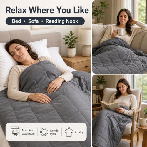 Image of Smart Queen Weighted Blanket for Adults, Full Size 48x72,10lbs, Soft Heavy Blanket Machine Washable for Fall, Bedding &Napping with Premium Glass Beads (48x72 | 10lbs Grey)