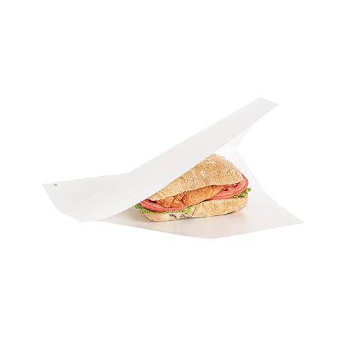 Miniatura 31 de Restaurantware Bag Tek - Bolsas dobles abiertas de 6.25 x 4.75 pulgadas, 100 hojas pequeñas de papel delicatessen, desechables, a prueba de grasa,