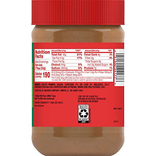 Jif Creamy Peanut Butter, 28 Ounces, 7g (7% DV) of Protein per Serving, Smooth, Creamy Texture, No Stir Peanut Butter