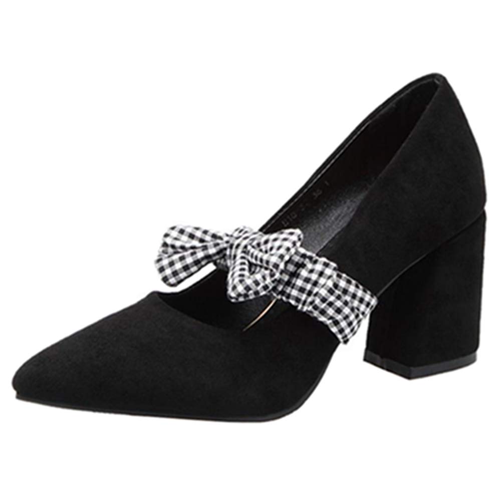 Court Shoes with Cute Silk Bowtie and Suede Materail Beautiful Spring Shoes for Fashion Women