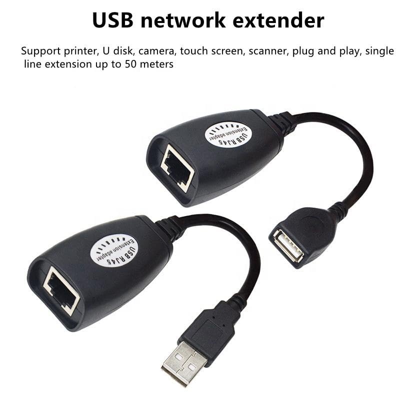 Image of FORIDA USB to RJ45 LAN Extender Adapter | USB 2.0 Over Ethernet Cat5 Cat5e Cat6 | Up to 150ft (50m) USB Extension Cable Connector