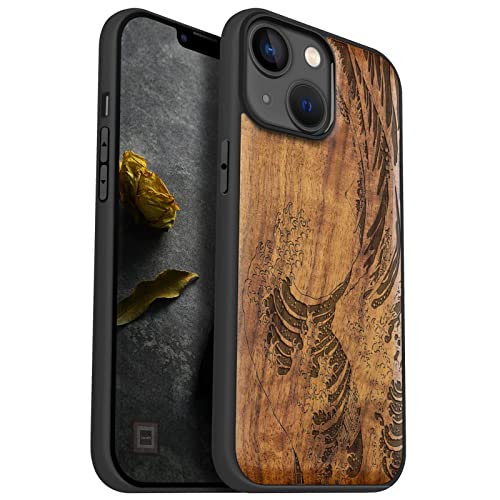Coque bois iPhone 14 gravée laser, protection élégante en noyer véritable Carveit