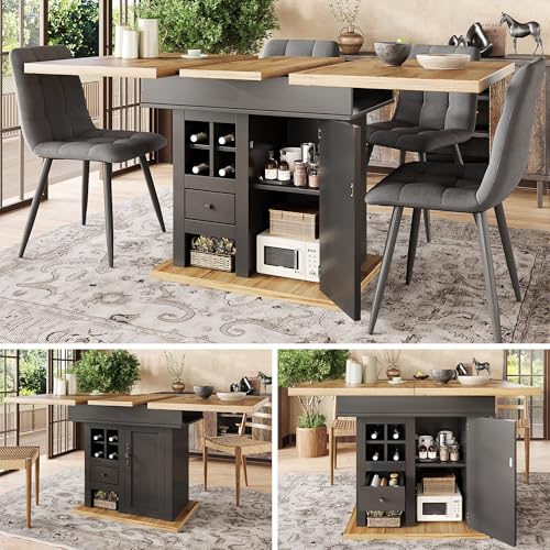 Table à manger extensible 110-140 cm pliable en métal et MDF - 5